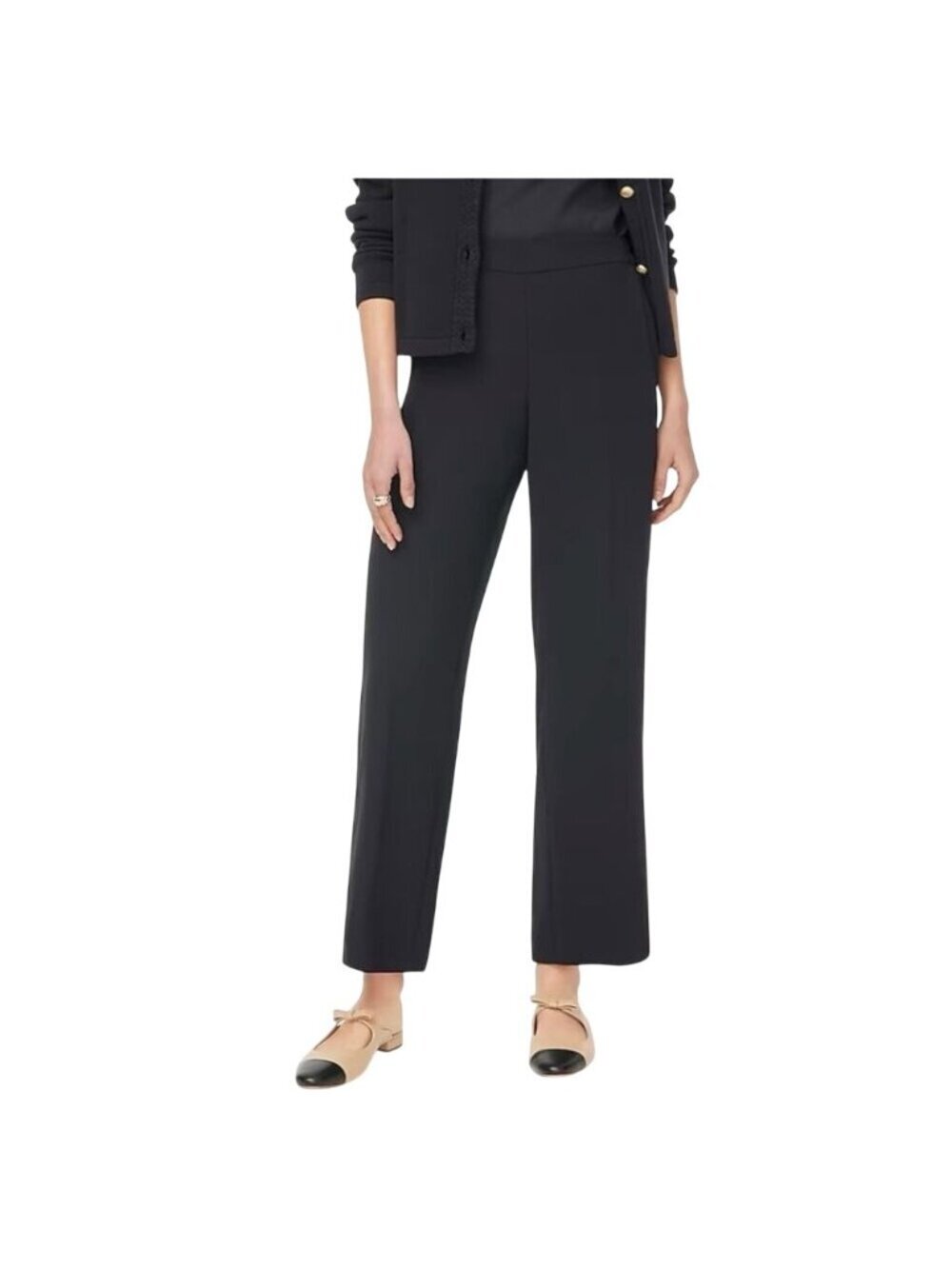 J Crew wide leg Jamie Pant Black Back Trousers High Rise Wardrobe Staple 10